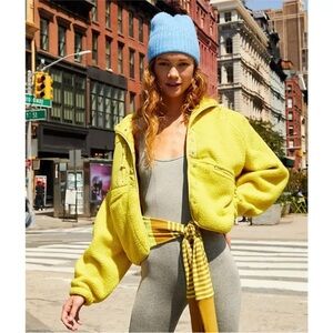 Free People Hit the Slopes Fleece Jacket in Pineapple Punch (discontinued) M